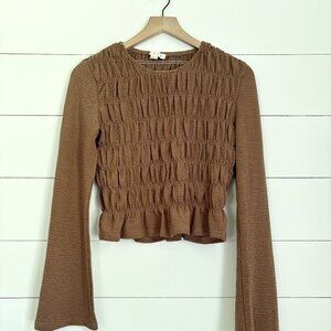Hyfve brown stretch bust with flare sleeves top sz M/L